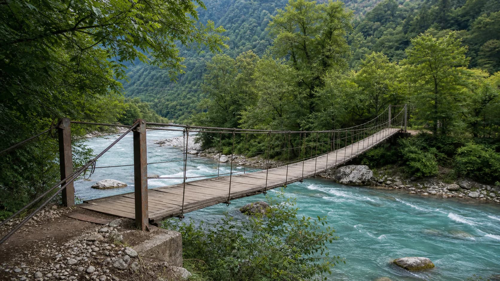 Bzyb River Pedestrian Hanging Bridge