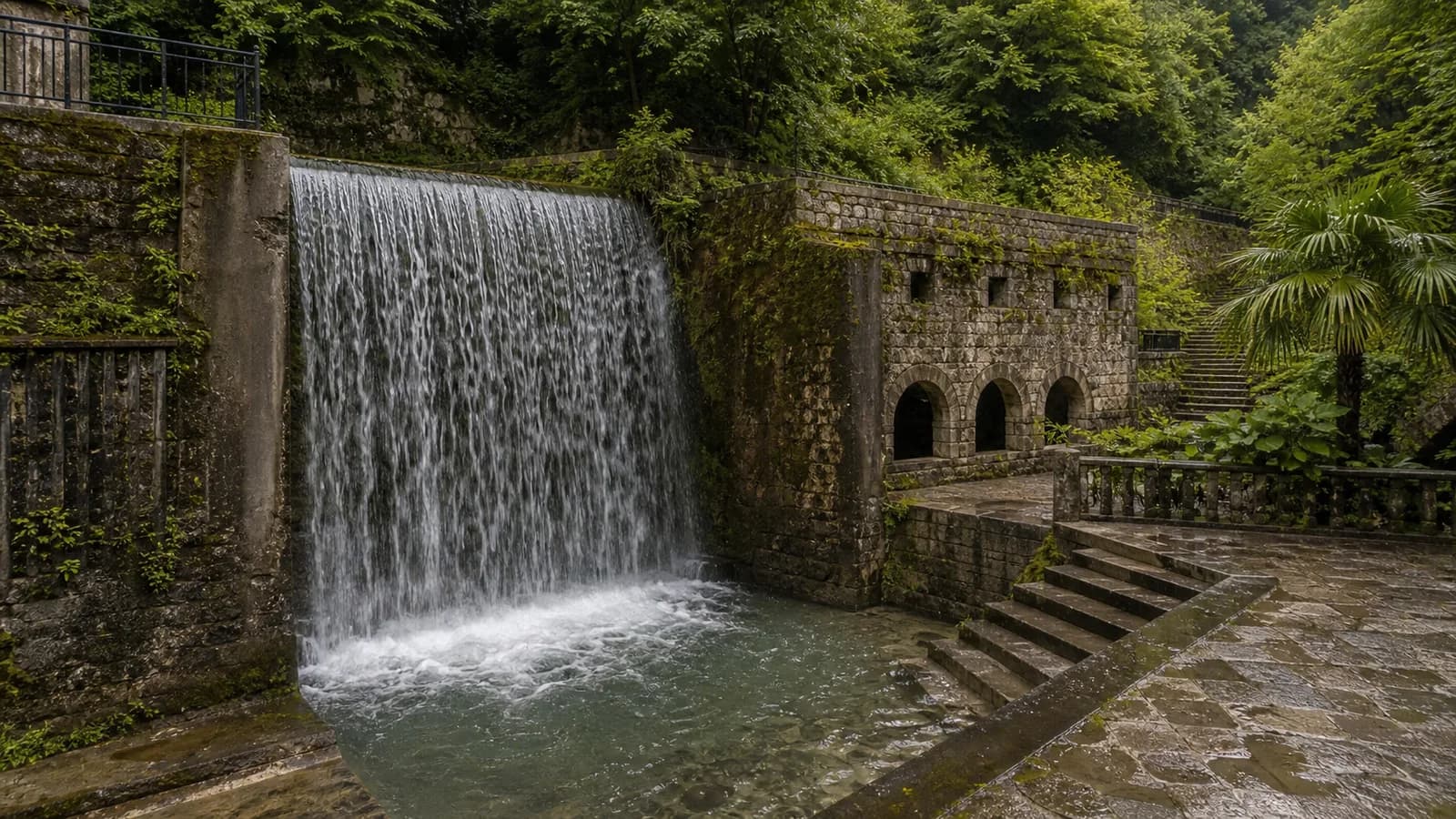 New Athos Waterfall Cascade